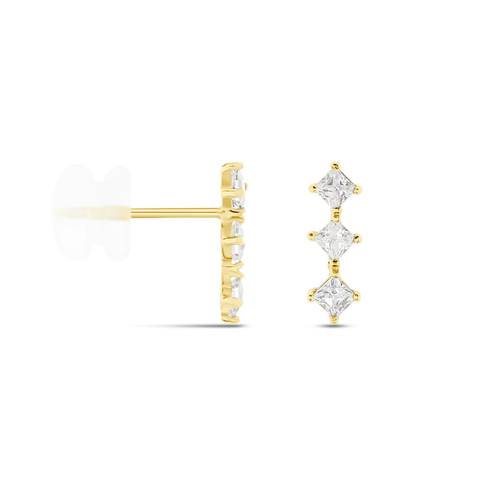 Boucles D'oreilles Puces Lorens Or Jaune Oxyde De Zirconium - Clous d'oreilles Femme | Histoire d’Or