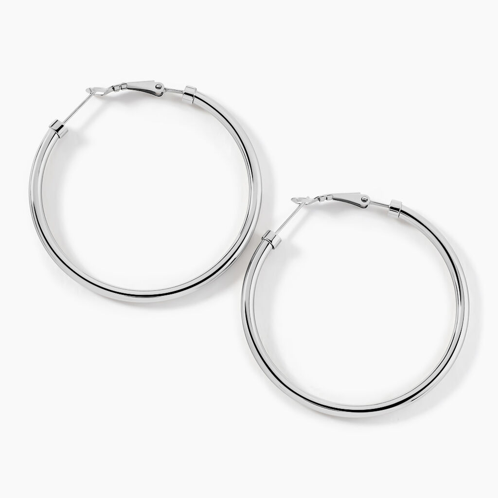 Créoles Carmeline Acier Blanc - Boucles d'oreilles créoles Femme | Histoire d’Or