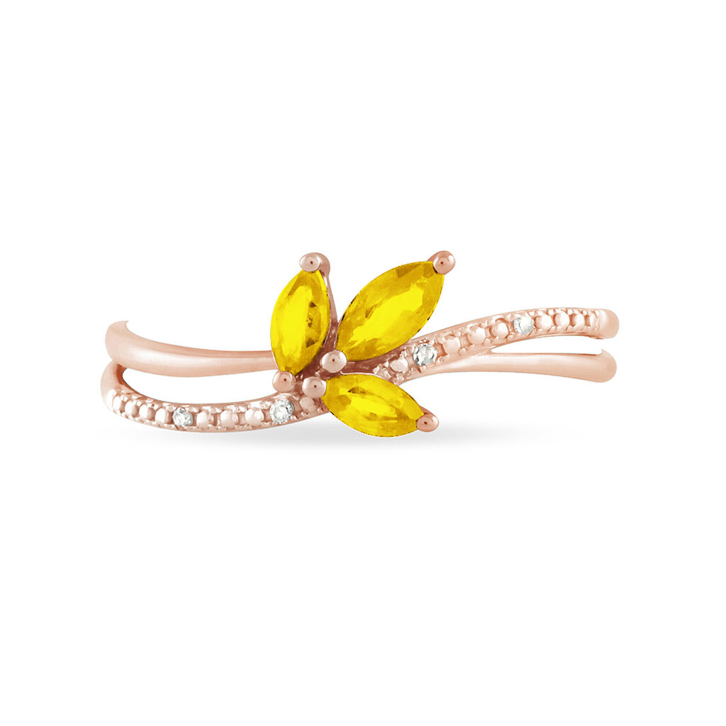 Bague Angie Or Rose Citrine Et Diamant - Bagues avec pierre Femme | Histoire d&rsquo;Or