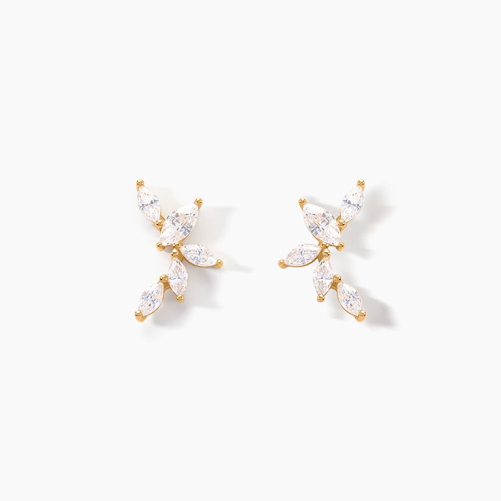 Boucles D'oreilles Puces Youssa Or Jaune Oxyde De Zirconium - Clous d'oreilles Femme | Histoire d’Or