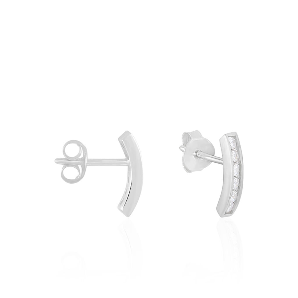 Créoles Callyste Rondes Argent Blanc Oxyde De Zirconium - Boucles d'oreilles fantaisie Femme | Histoire d’Or