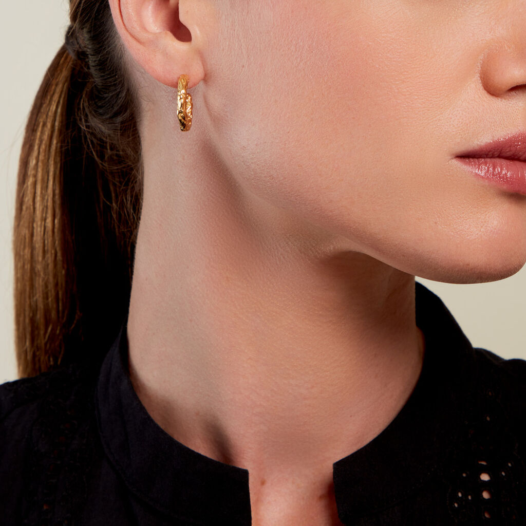 Créoles Mona Acier Jaune - Boucles d'oreilles créoles Femme | Histoire d’Or