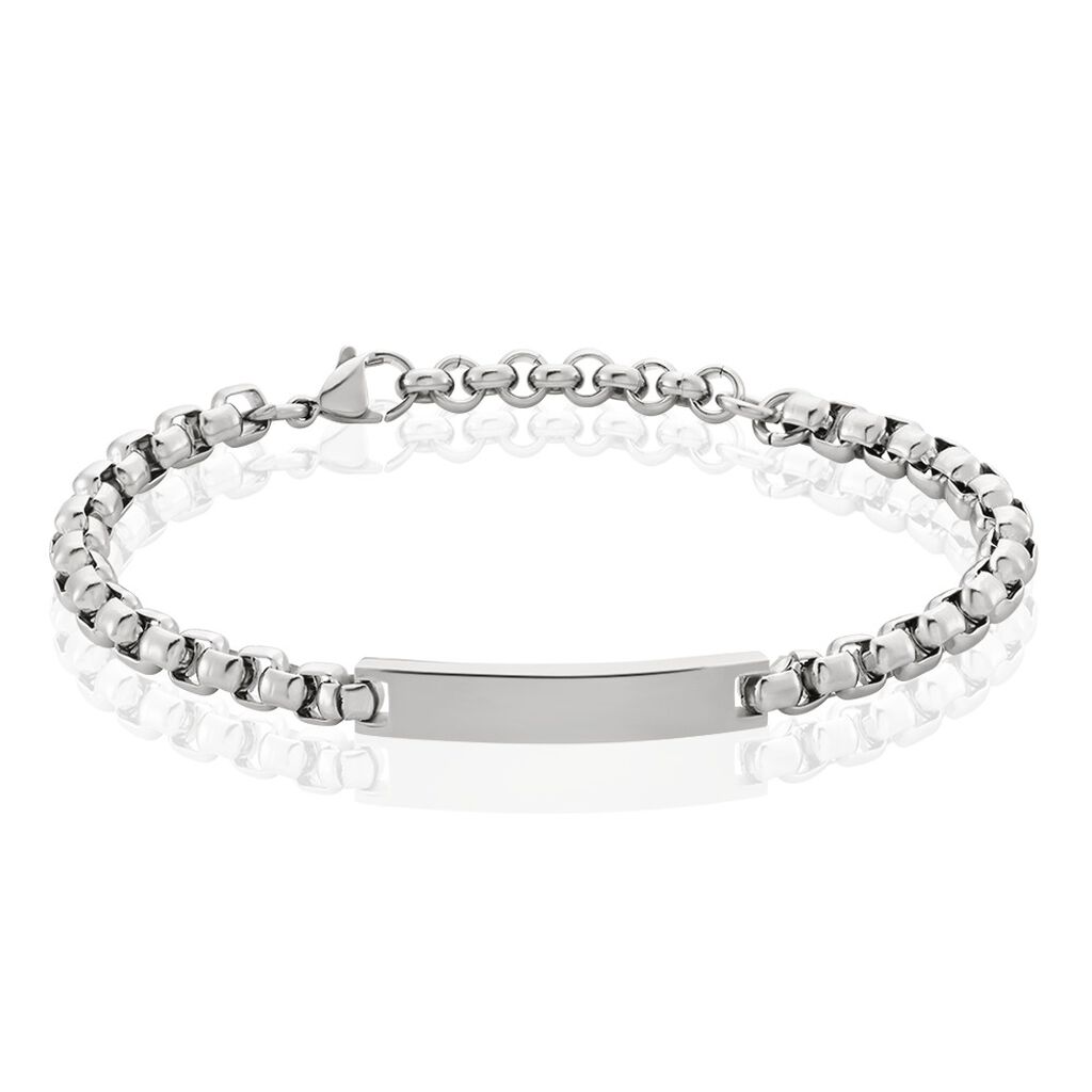 Bracelet Identite Acier Blanc Doryan - Gourmettes Homme | Histoire d&rsquo;Or