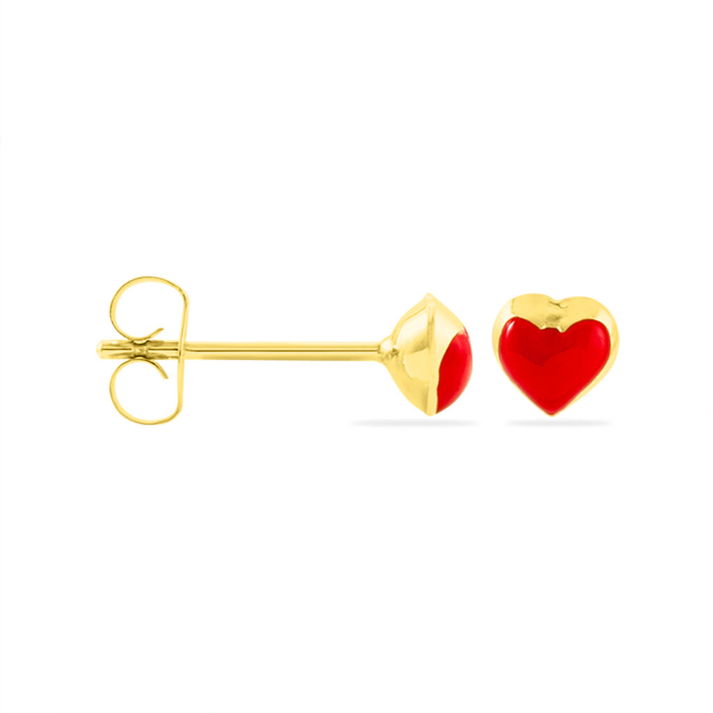 Boucles D'oreilles Puces Coralie Coeur Or Jaune - Clous d'oreilles Enfant | Histoire d’Or