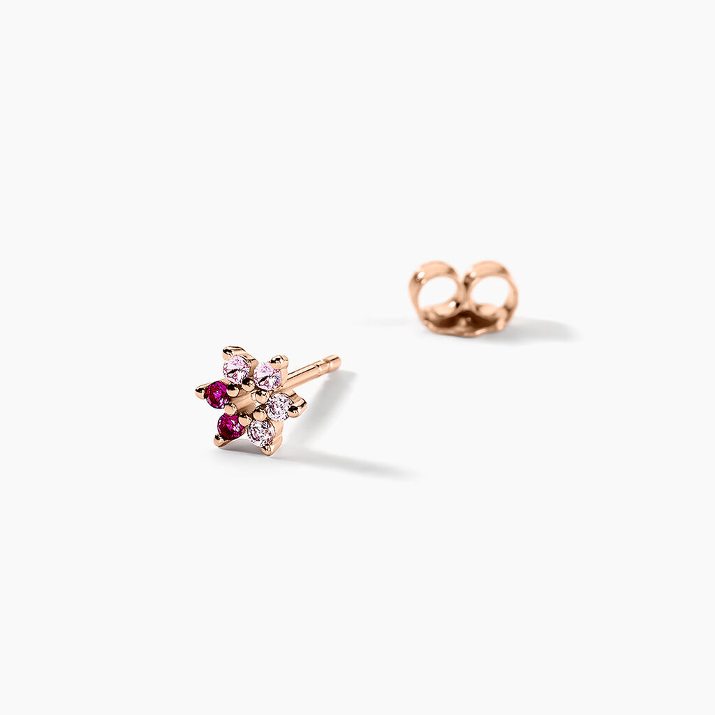 Boucles D'oreilles Puces Pavel Argent Rose Oxyde De Zirconium - Boucles d'oreilles fantaisie Femme | Histoire d’Or