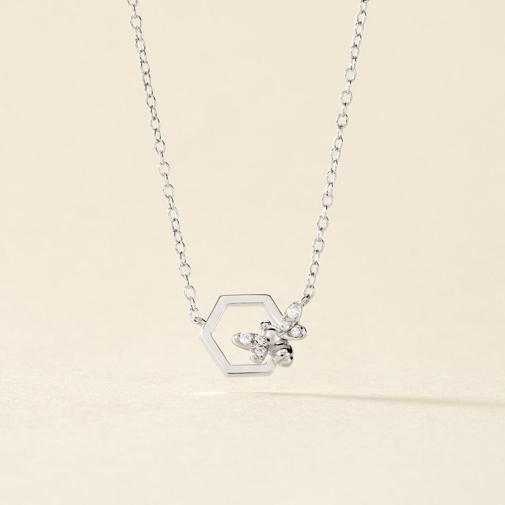 Collier Argent Blanc Bee Good Oxyde De Zirconium - Colliers fantaisie Femme | Histoire d’Or