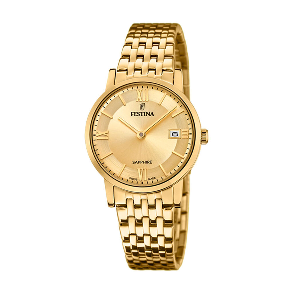 Montres suisses Festina F20021/2 Acier Boucle déployante avec sureté Jaune
