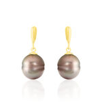 Boucles D'oreilles Pendantes Semi-baroque Or Jaune Perle De Tahiti - Boucles d'oreilles pendantes Femme | Histoire d&rsquo;Or