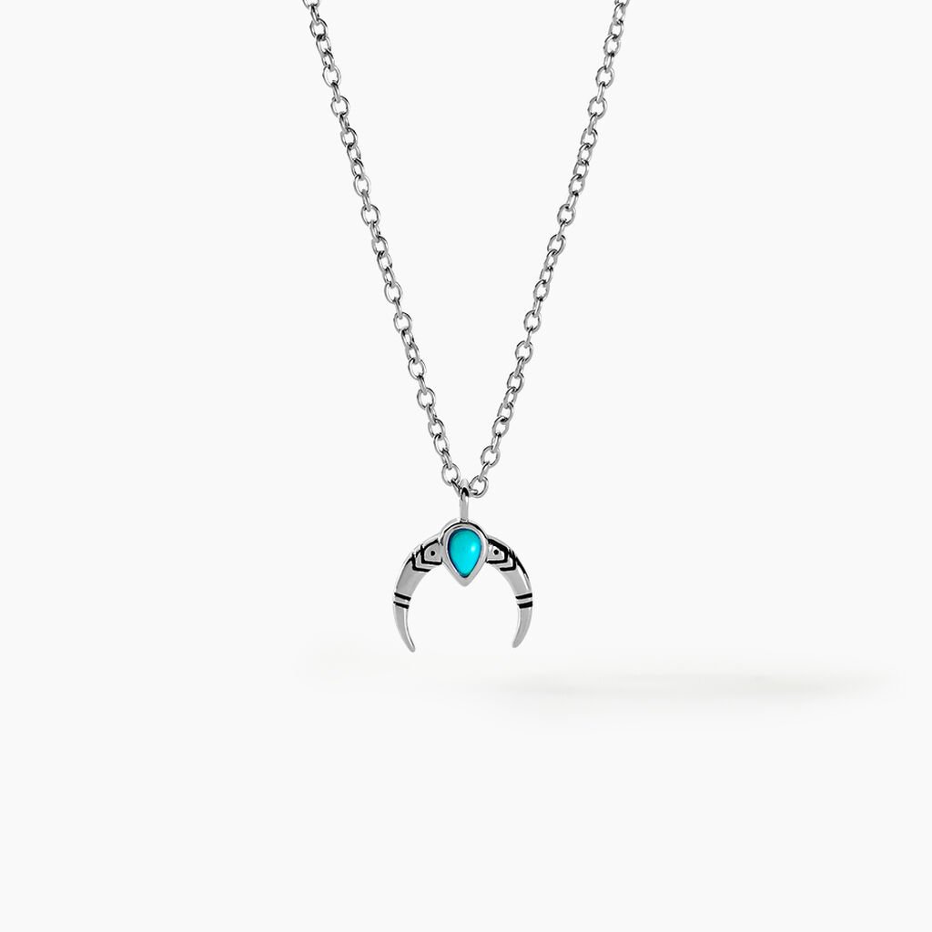 Collier Estrid Argent Blanc Turquoise - Colliers fantaisie Femme | Histoire d&rsquo;Or