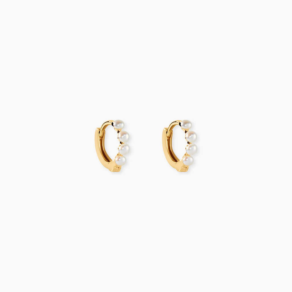 Cr&eacute;oles Per1 Argent Dor&eacute; A L'Or 750/1000 Perle De Culture - Boucles d'oreilles cr&eacute;oles Femme | Histoire d&rsquo;Or