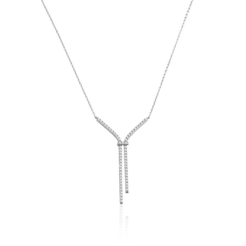 Collier Or Blanc Gwalduz Oxydes De Zirconium