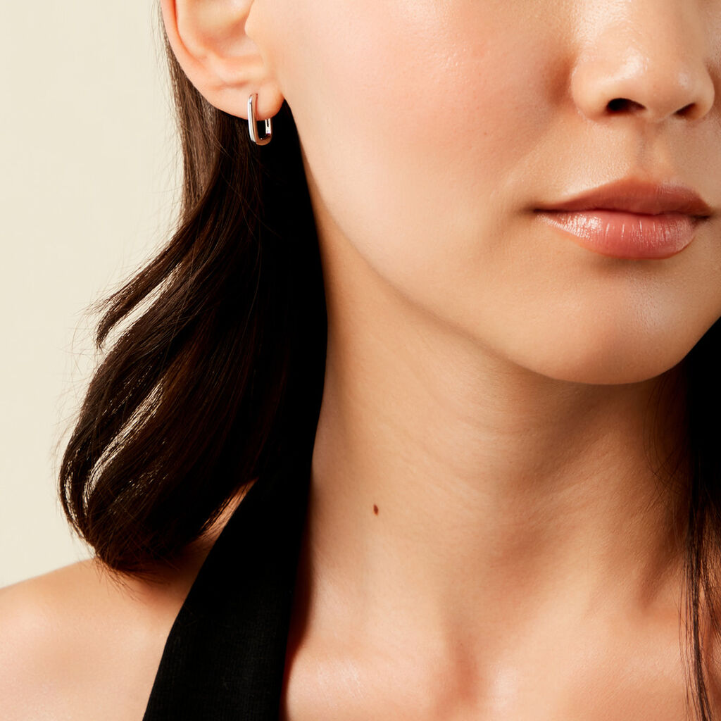 Créoles Carlota Argent Blanc - Boucles d'oreilles créoles Femme | Histoire d’Or