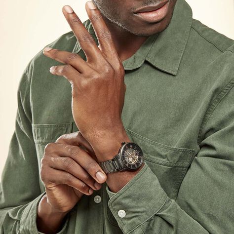 Montre Lannier Collection Automatic Acier Noir - Montres Homme | Histoire d’Or