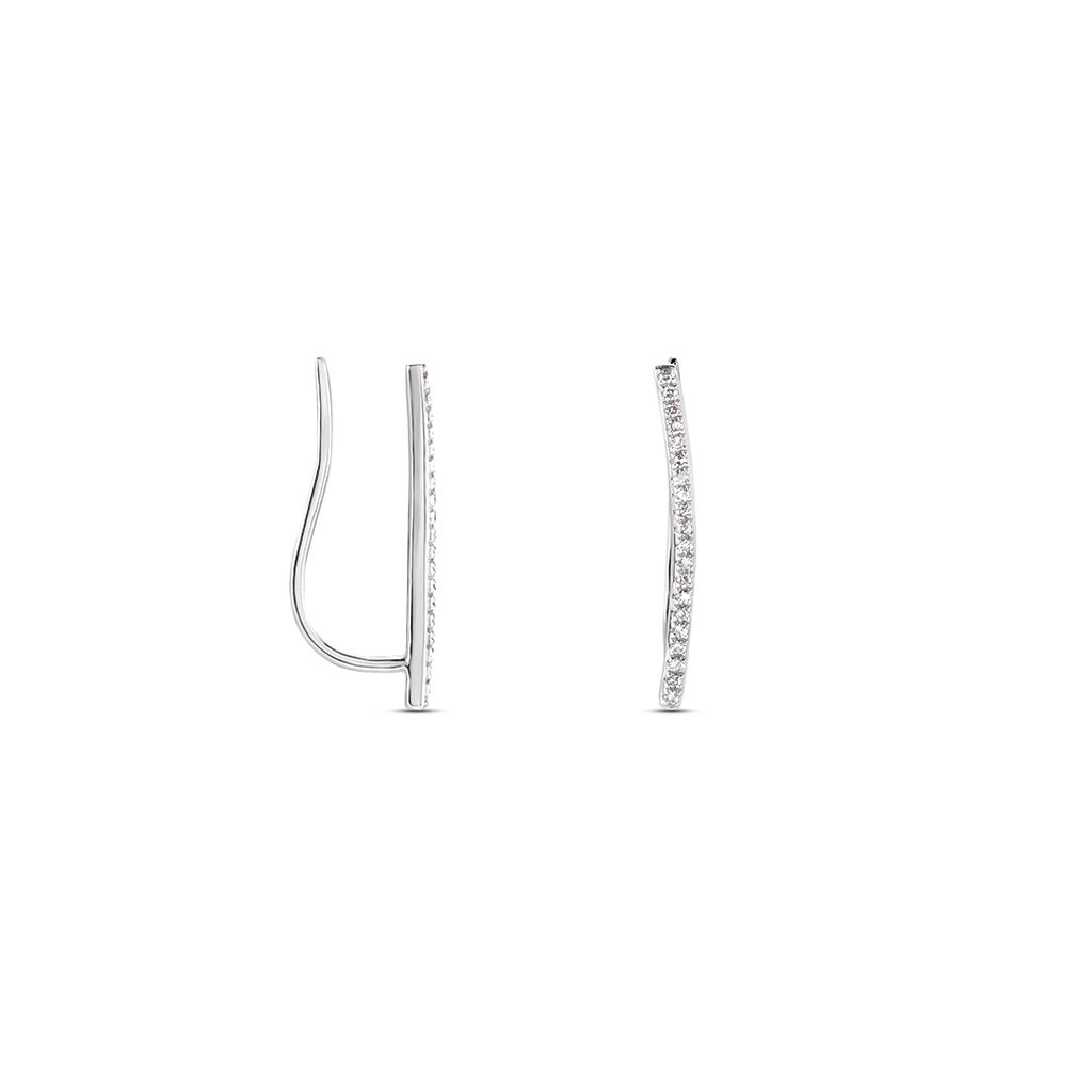 Boucles D'oreilles Grimpantes Fadoua Or Blanc Diamants - Boucles d'oreilles pendantes Femme | Histoire d’Or