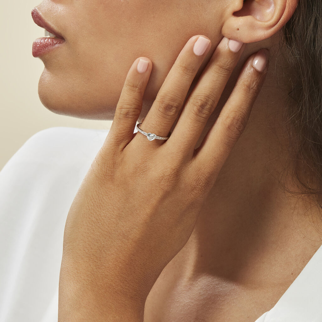 Bague Solitaire Mathylda Argent Blanc Oxyde De Zirconium - Bagues solitaires Femme | Histoire d’Or