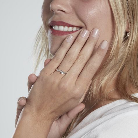 Solitaire Accompagné Laetitianne Or Blanc Diamant Synthétique - Bagues solitaires Femme | Histoire d’Or