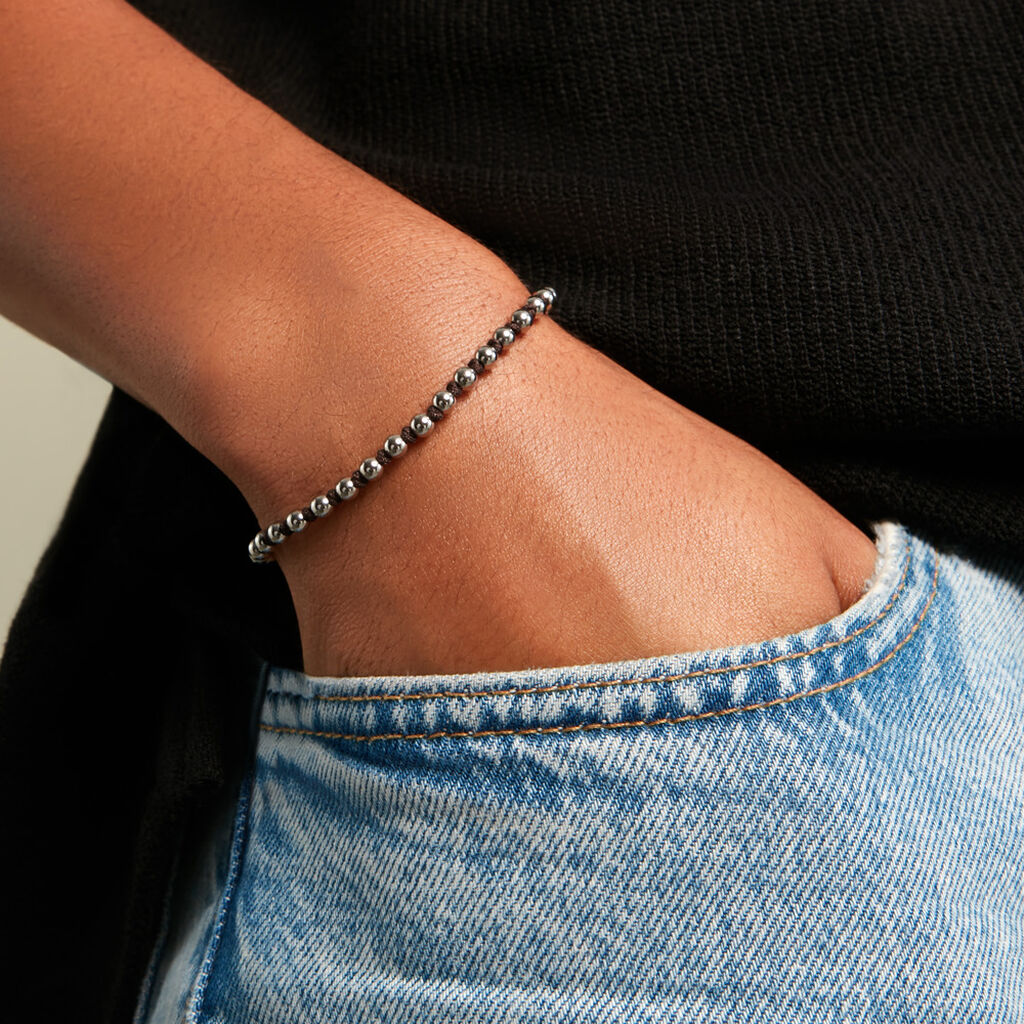 Bracelet Henrik Acier Blanc - Bracelets cordon Homme | Histoire d&rsquo;Or