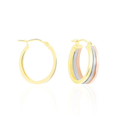 Créoles Iba Or Tricolore - Boucles d'oreilles créoles Femme | Histoire d’Or