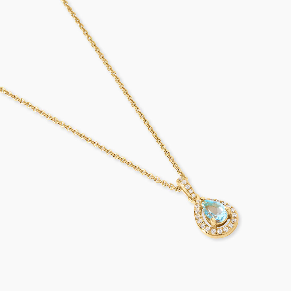 Pendentif Desiderius Argent Dor&eacute; A L'Or 750/1000 Topaze Oxyde De Zirconium - Pendentifs Femme | Histoire d&rsquo;Or