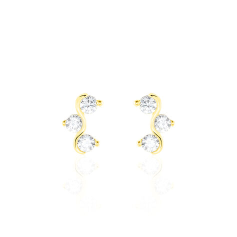 Boucles D'oreilles Puces Mureille Or Jaune Oxyde De Zirconium - Clous d'oreilles Femme | Histoire d’Or