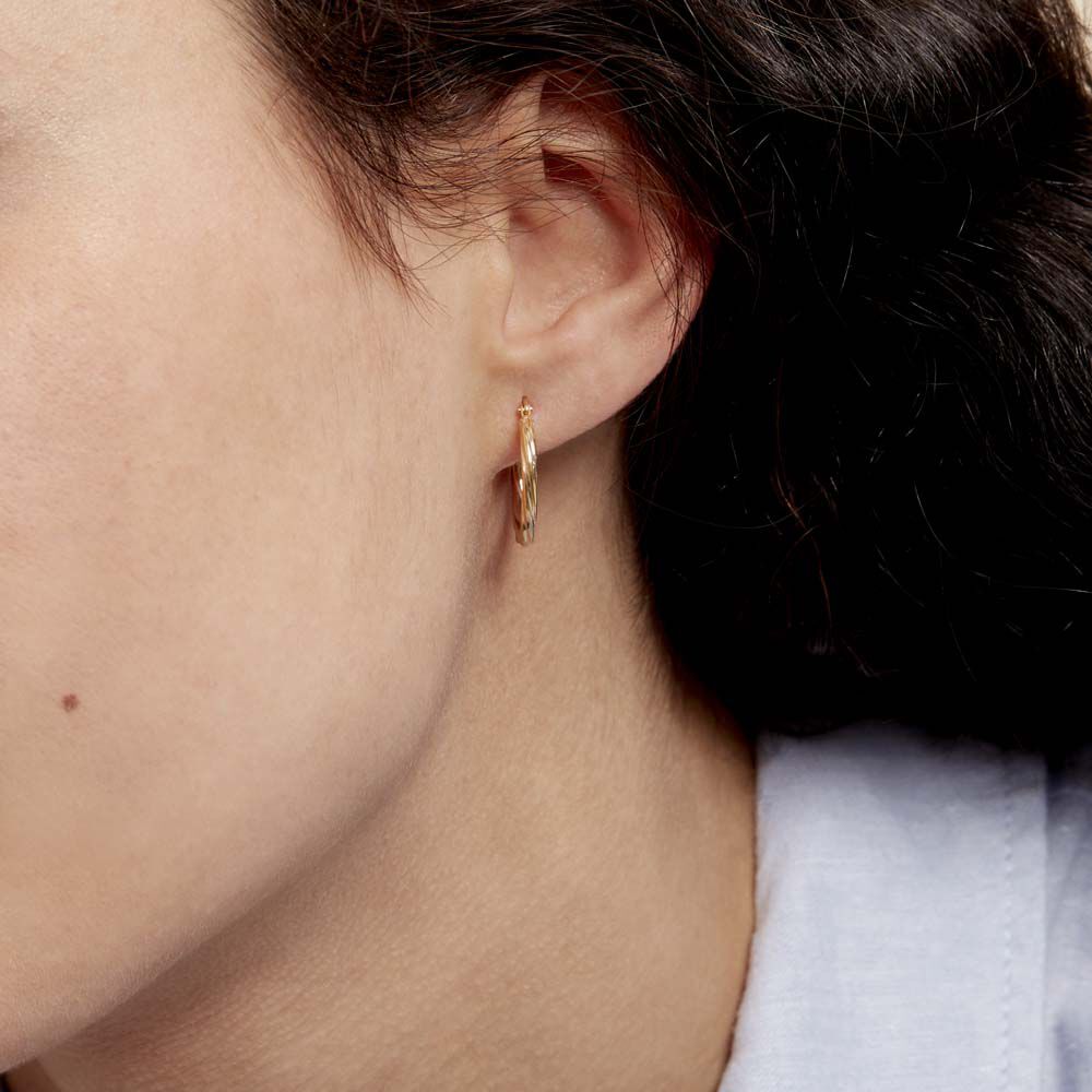 Boucles D'oreilles Créoles En Acier Inoxydable Doré - Tige - Neuf Sans Emballage