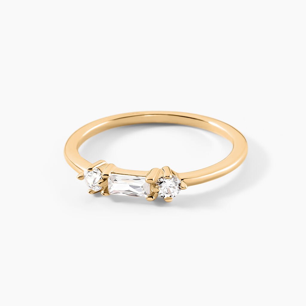 Bague Estela Plaque Or Jaune Oxyde De Zirconium - Bagues avec pierre Femme | Histoire d’Or