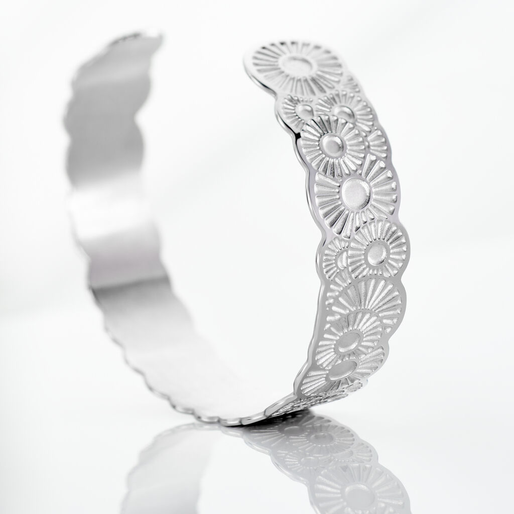 Bracelet Jonc Imagine Florette Acier Blanc - Bracelets joncs Femme | Histoire d&rsquo;Or