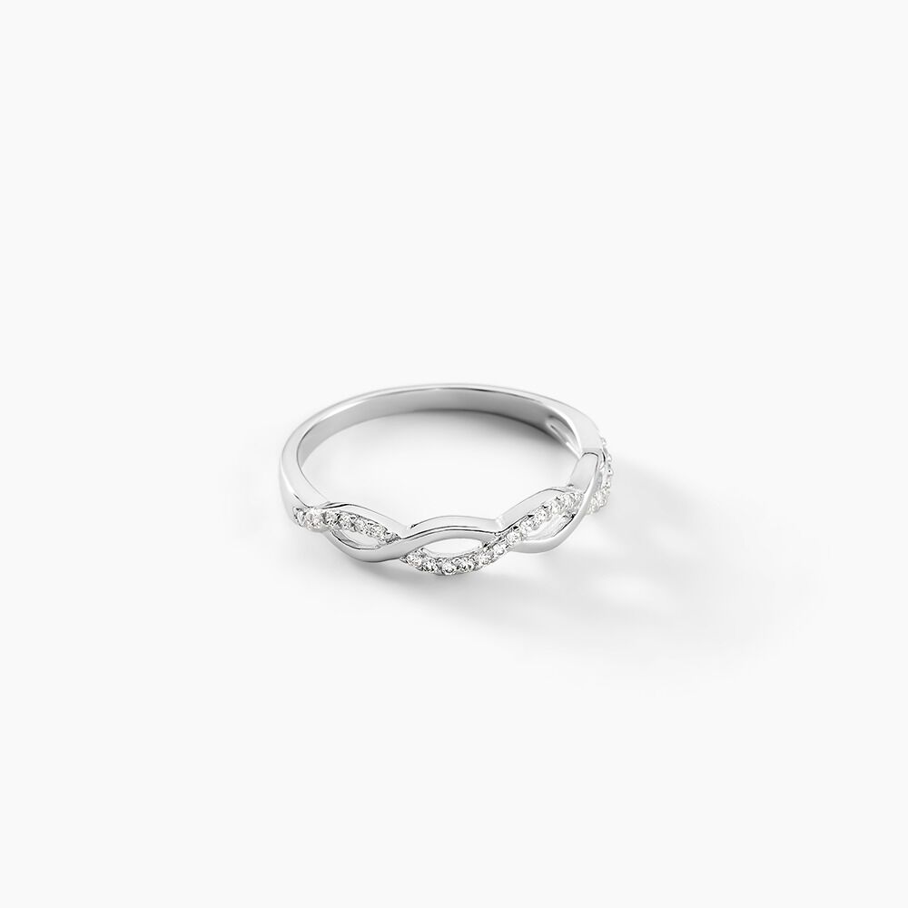 Bagues avec pierre Voyage / Vague Argent Oxyde Ronde Pavage Blanc 925/1000  - FADFBZW13AH • Histoire d'Or