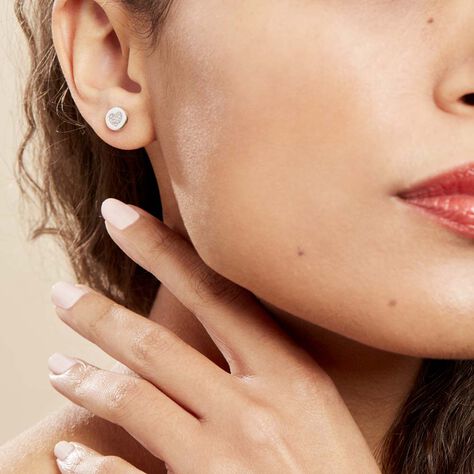 Boucles D'oreilles Puces Argent Blanc Chaker Oxydes De Zirconium - Boucles d'Oreilles Coeur Femme | Histoire d’Or