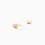 Boucles D'Oreilles Puces Creighton Argent Dor&eacute; A L'Or 750/1000 Am&eacute;thyste Oxyde De Zirconium - Clous d'oreilles Femme | Histoire d&rsquo;Or