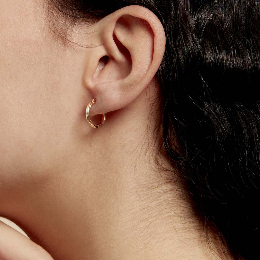 Boucles D'oreilles Double Cerceau Ton Or - Occasion En Très Bon état - Fermoir à Pression