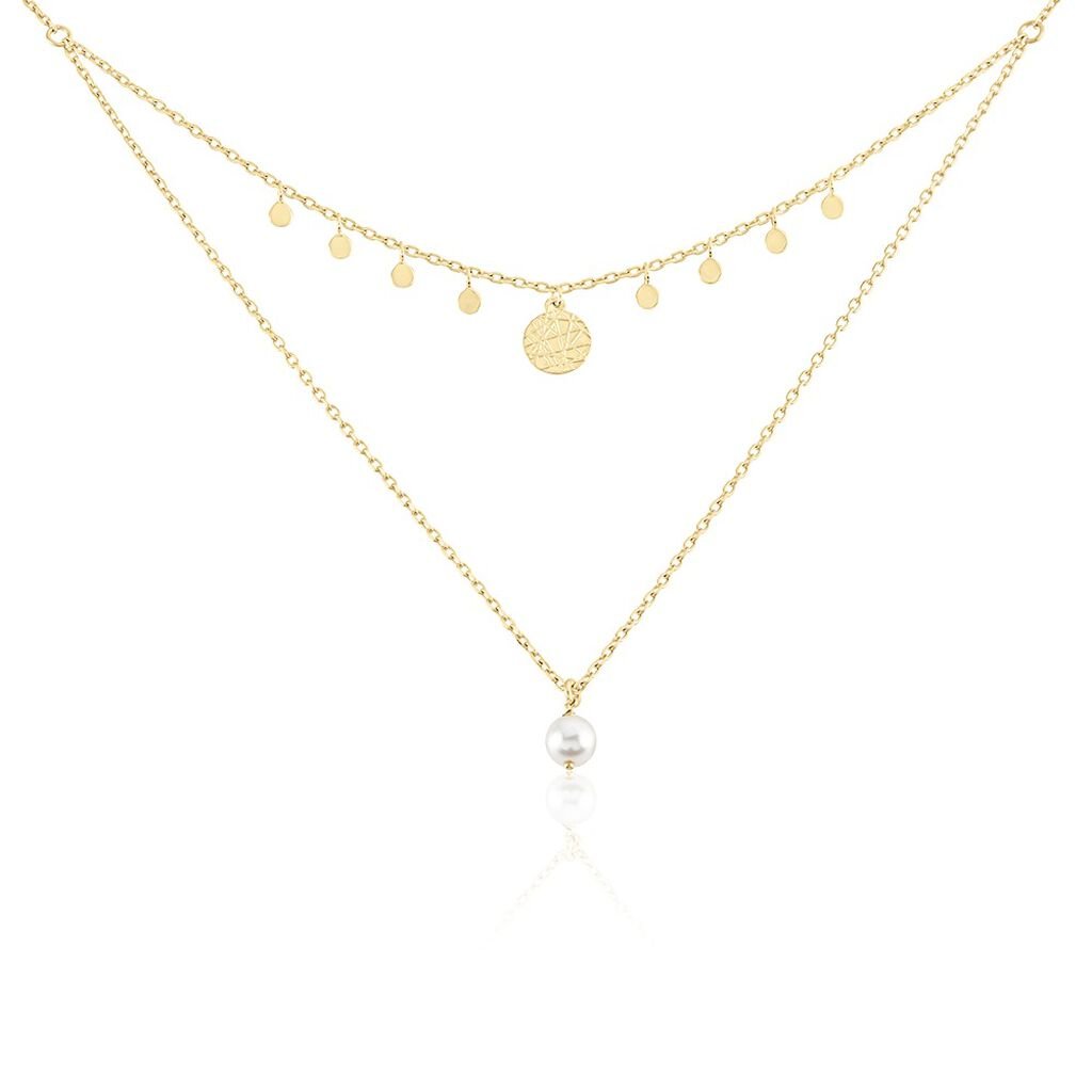 Collier Plaqué Or Jaune Aglaya Perle D'imitation - Colliers doubles et triples chaînes Femme | Histoire d’Or