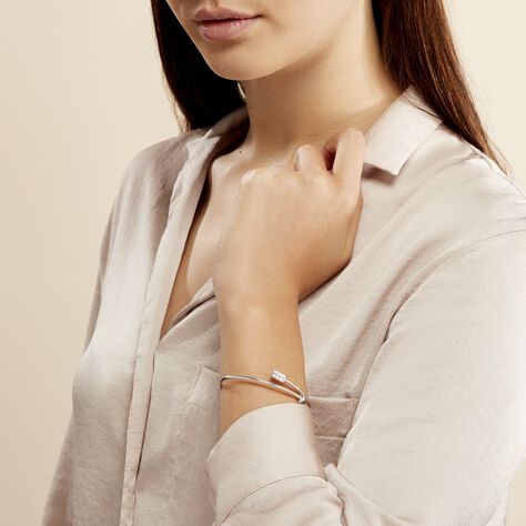Bracelet Jonc Fabienna Argent Blanc - Bracelets joncs Femme | Histoire d’Or
