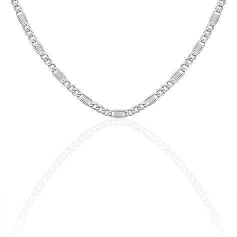 Collier Jeremi Maille Alternee 1/3 Et Plaquettes Argent Blanc - Chaines Femme | Histoire d’Or