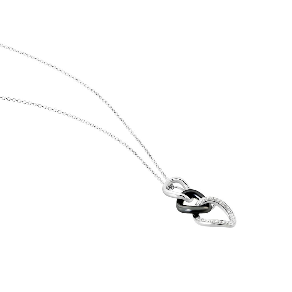 Collier Link Argent Blanc C&eacute;ramique Et Oxyde De Zirconium - Colliers Femme | Histoire d&rsquo;Or