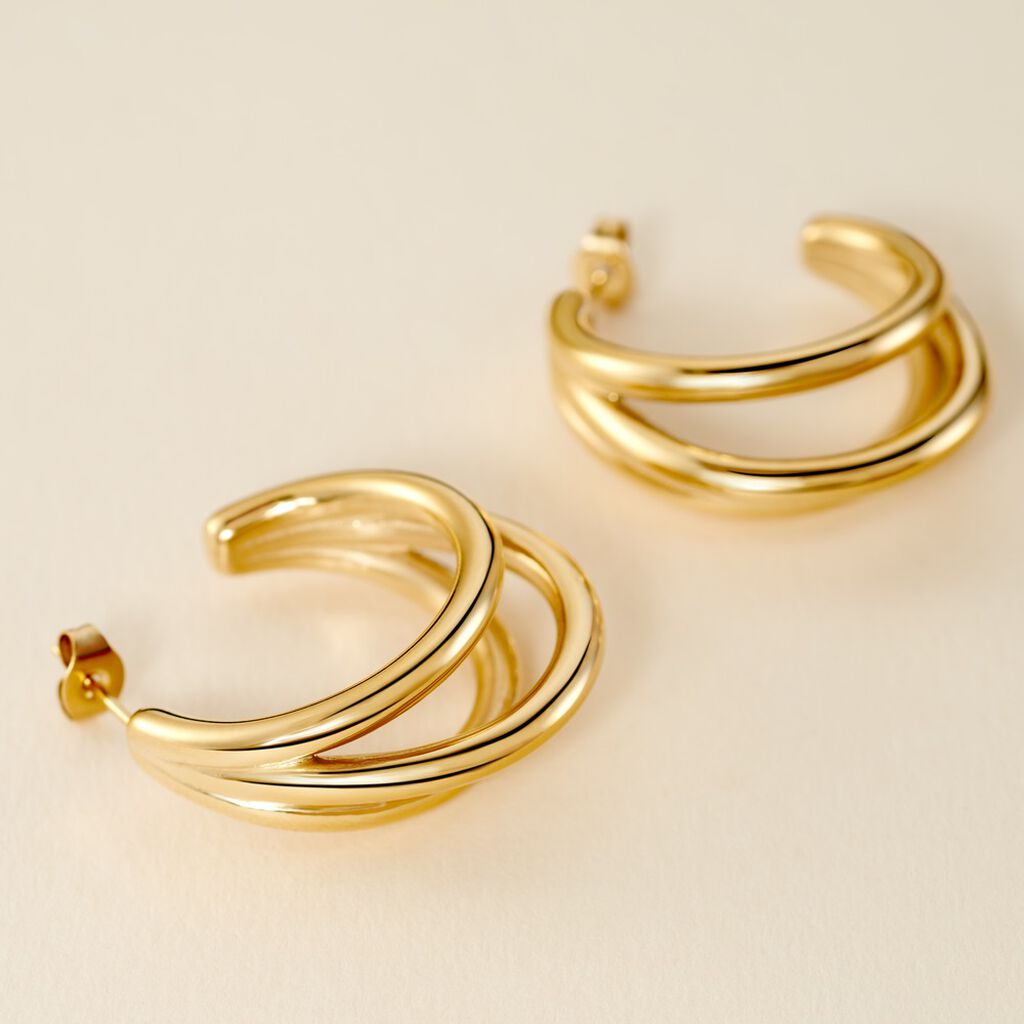 Demi-créoles Josephine Acier Doré - Boucles d'oreilles créoles Femme | Histoire d’Or