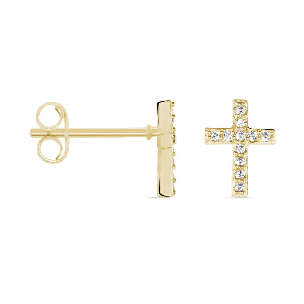 Boucles D'oreilles Puces Fatos Plaqué Or Oxydes De Zirconium - Boucles d'oreilles fantaisie Femme | Histoire d’Or