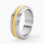 Bague John Acier Bicolore Plaque Or Jaune - Bagues fantaisie Homme | Histoire d&rsquo;Or