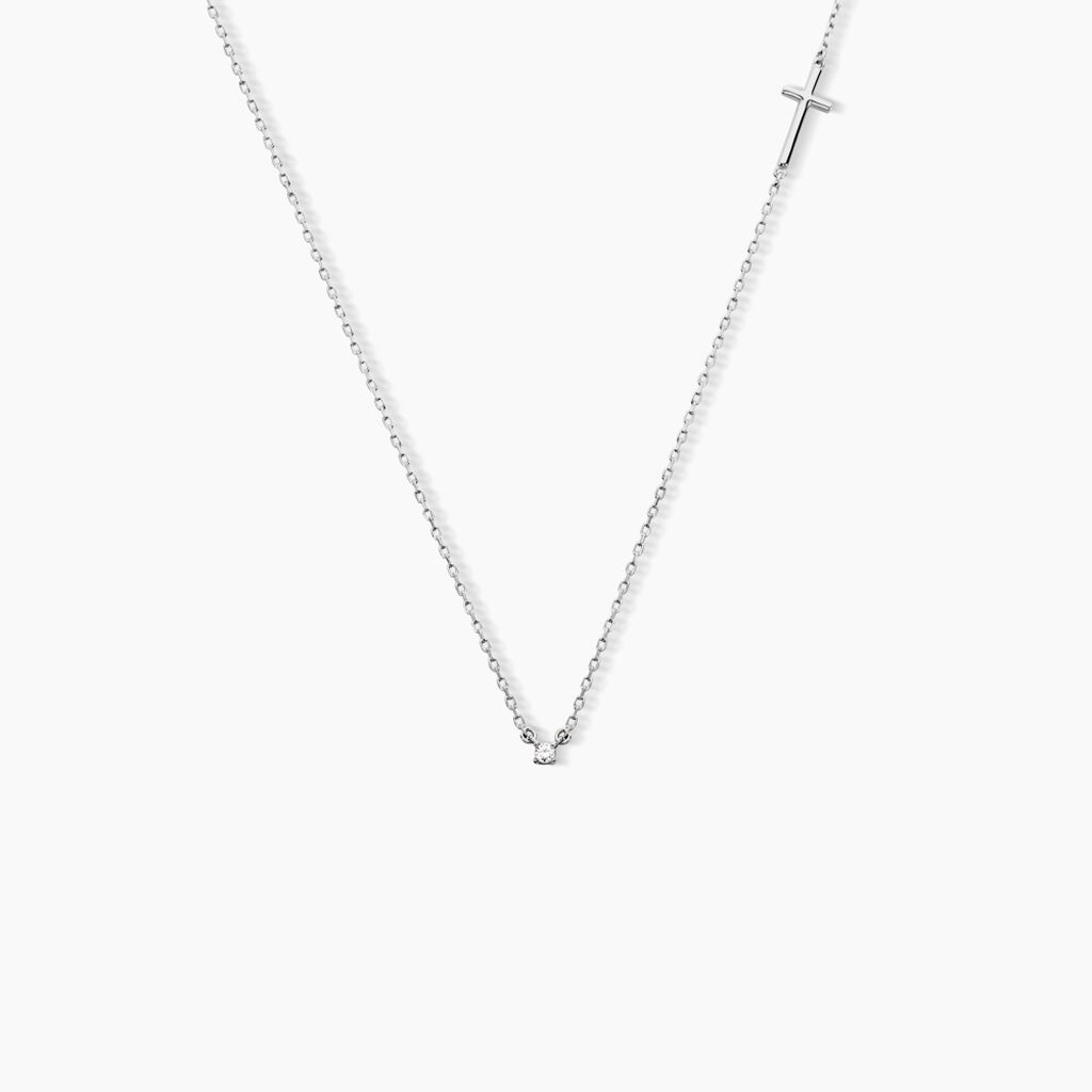 Collier Eloa Argent Blanc Oxyde De Zirconium - Colliers fantaisie Femme | Histoire d&rsquo;Or