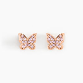 Boucles D'oreilles Puces Anne-lise Argent Rose Oxyde De Zirconium - Boucles d'oreilles fantaisie Femme | Histoire d’Or