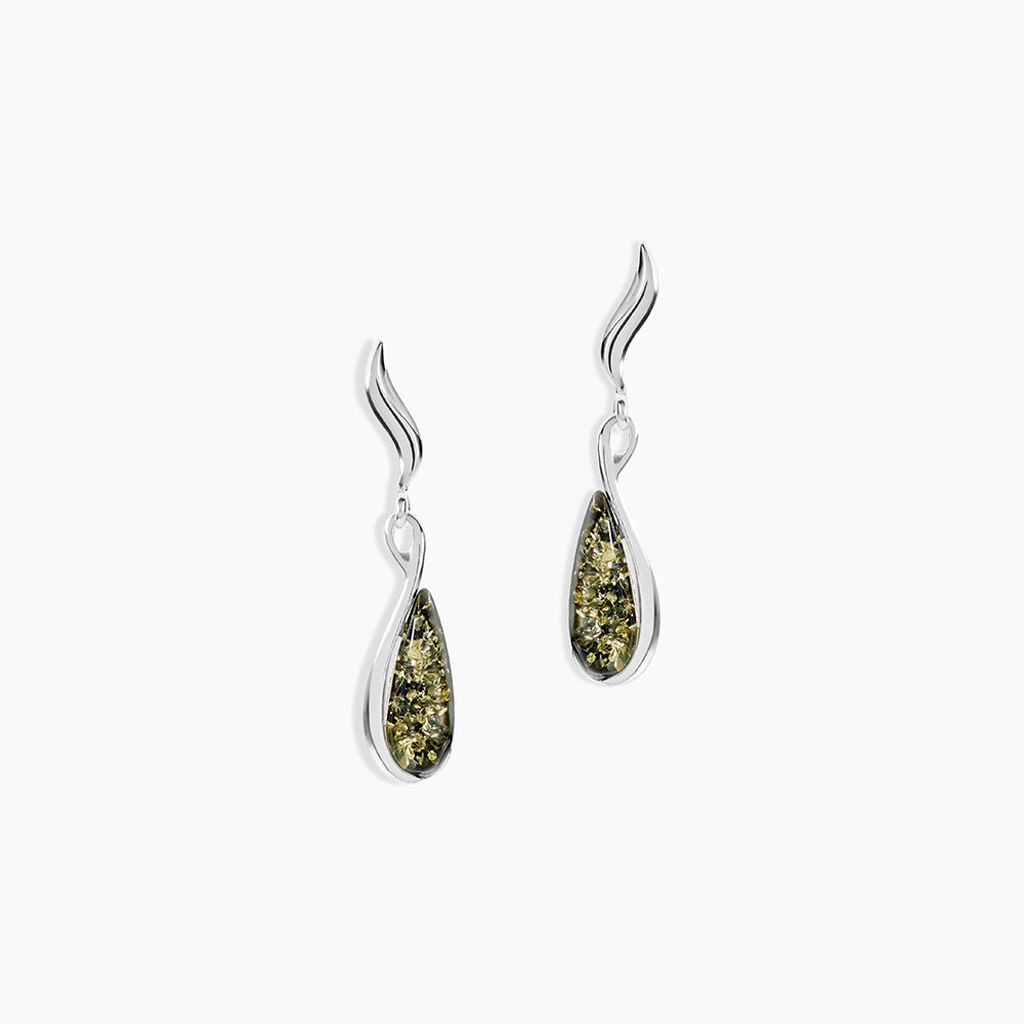 Boucles D'oreilles Pendantes Argent Blanc Odilon Ambre - Boucles d'oreilles fantaisie Femme | Histoire d&rsquo;Or