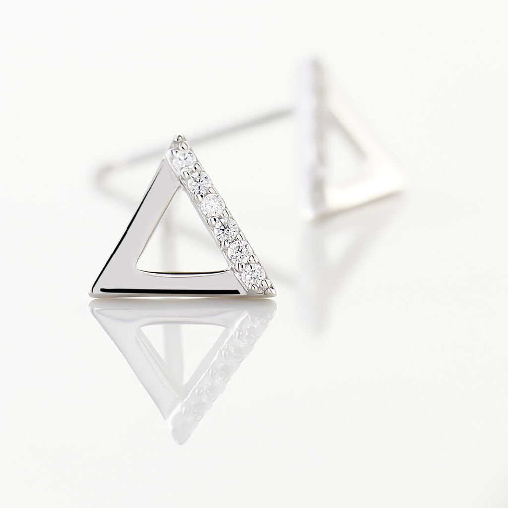 Boucles D'oreilles Puces Lorena Argent Blanc Oxyde De Zirconium - Boucles d'oreilles fantaisie Femme | Histoire d&rsquo;Or