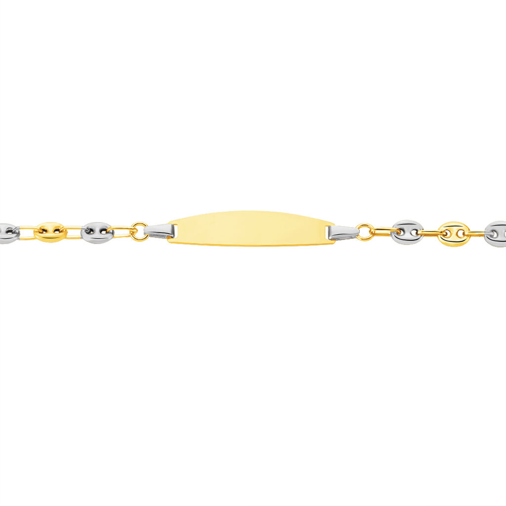 Bracelet Identité Evin Maille Grain De Cafe Or Bicolore - Bracelets Communion Enfant | Histoire d’Or