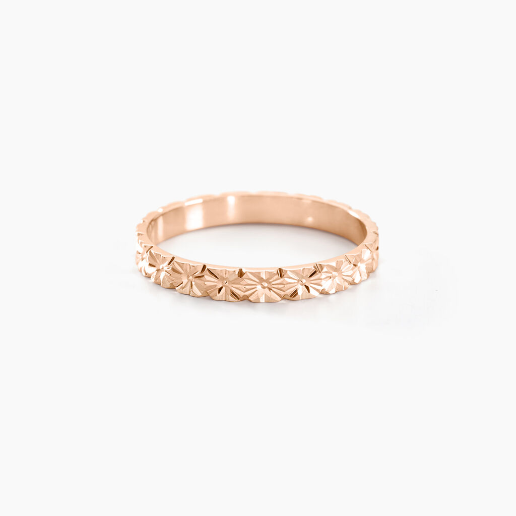 Alliance Fleur Diamantee Ruban Plat Or Rose - Alliances Famille | Histoire d’Or