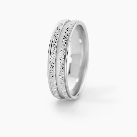 Alliance Satine Diamantee Ruban Plat Or Blanc - Alliances Classiques Unisex | Histoire d&rsquo;Or