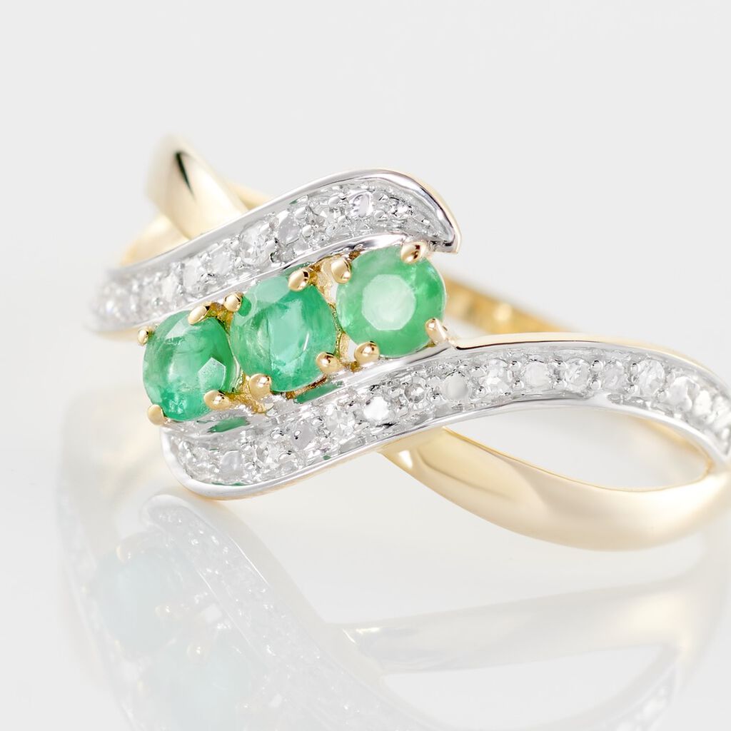 Bague Simma Or Jaune Diamant Et Emeraude - Bagues avec pierre Femme | Histoire d’Or