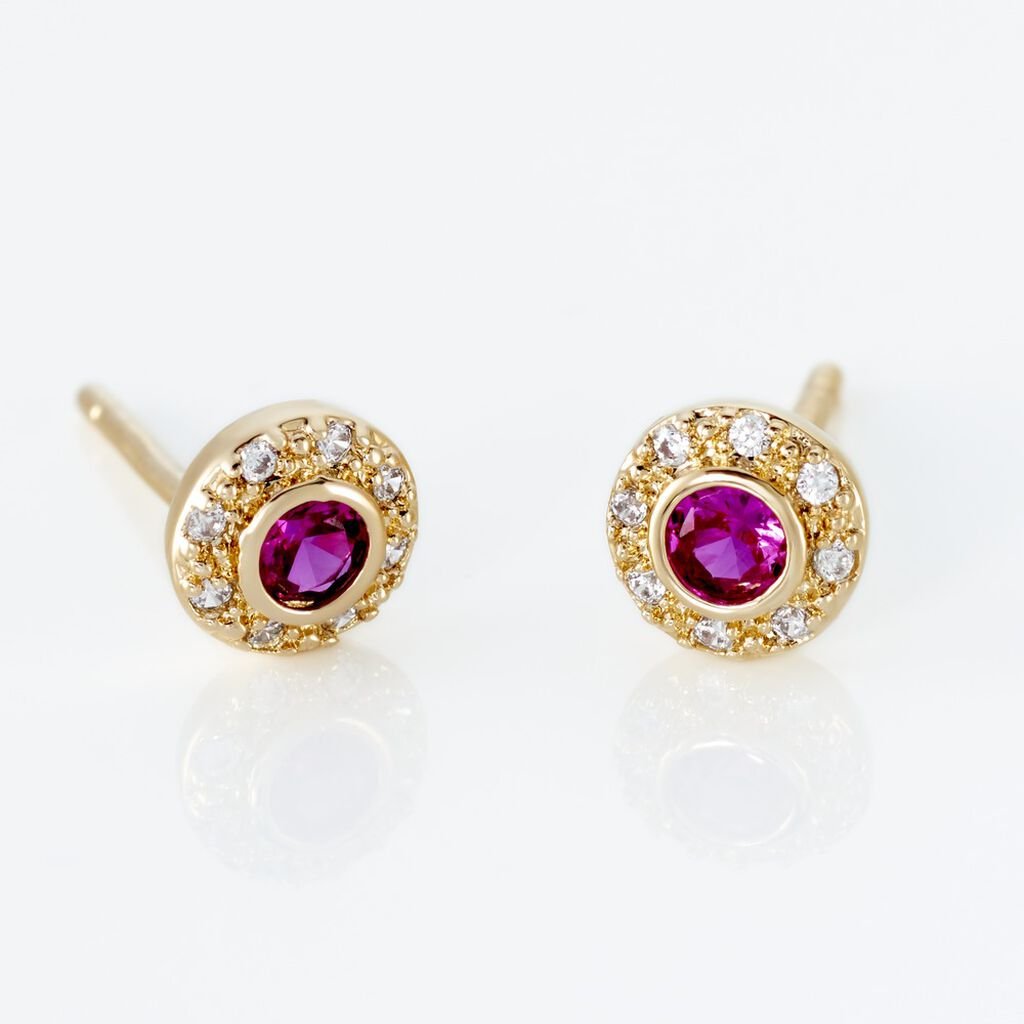 Boucles D'oreilles Puces Plaqué Or Eugenie Pierre Synthétique - Boucles d'oreilles fantaisie Femme | Histoire d’Or
