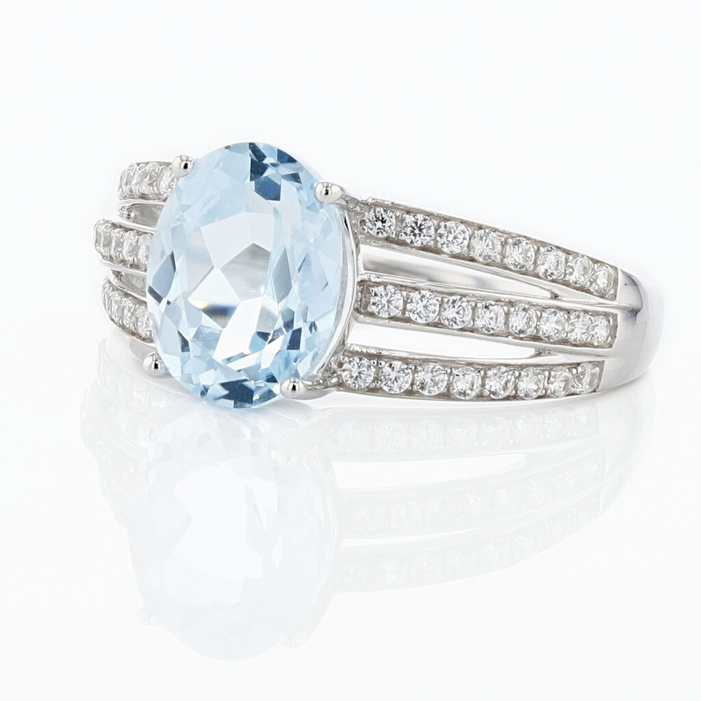 Bague Solitaire Carmelice Or Blanc Topaze Et Oxyde De Zirconium - Bagues solitaires Femme | Histoire d&rsquo;Or