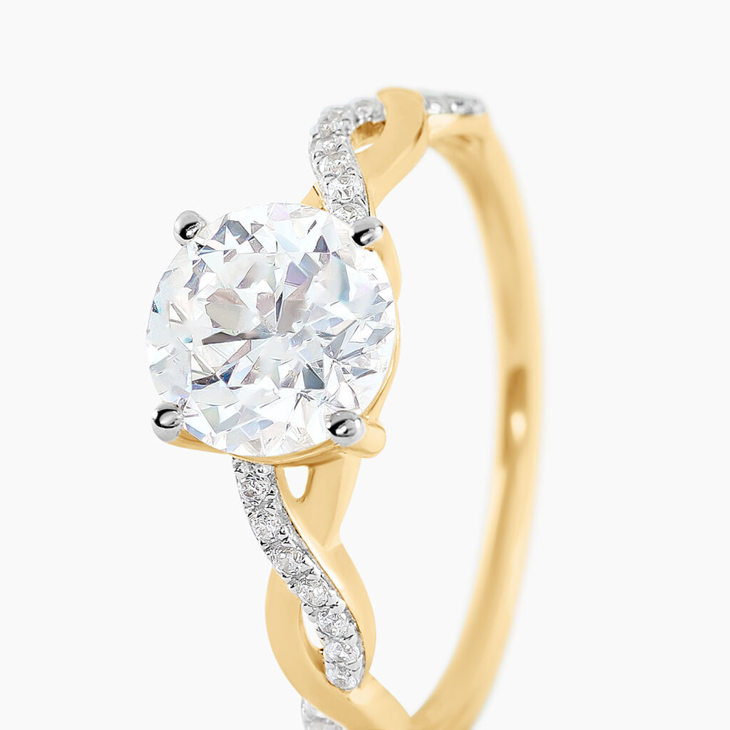 Bague Solitaire Caralyn Or Jaune Oxyde De Zirconium - Bagues solitaires Femme | Histoire d&rsquo;Or