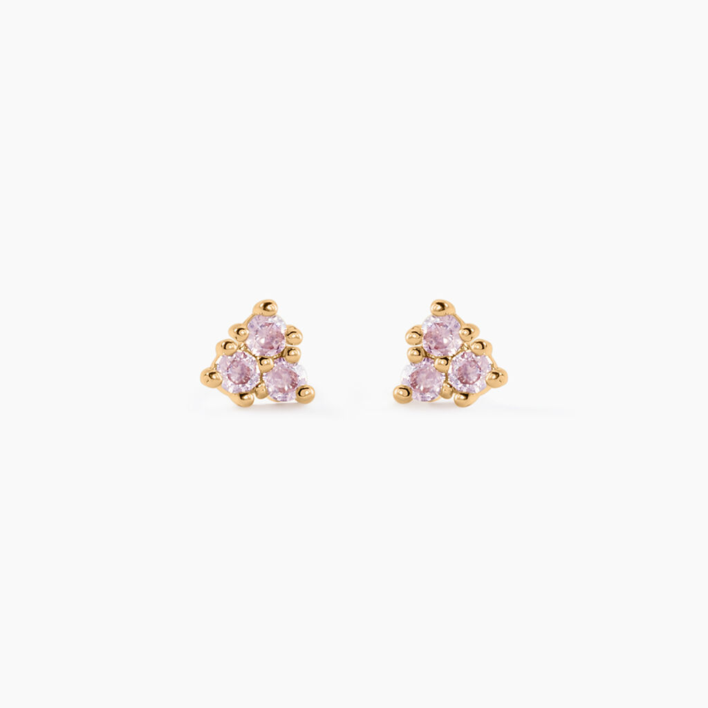 Boucles D'oreilles Puces Istoria Plaqu&eacute; Or Jaune Oxyde De Zirconium - Boucles d'oreilles fantaisie Femme | Histoire d&rsquo;Or